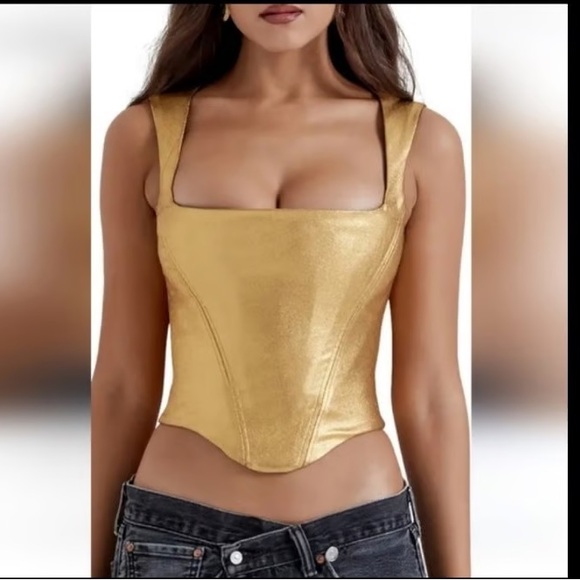 House of CB Karia Gold corset top sz. XL - Picture 1 of 6